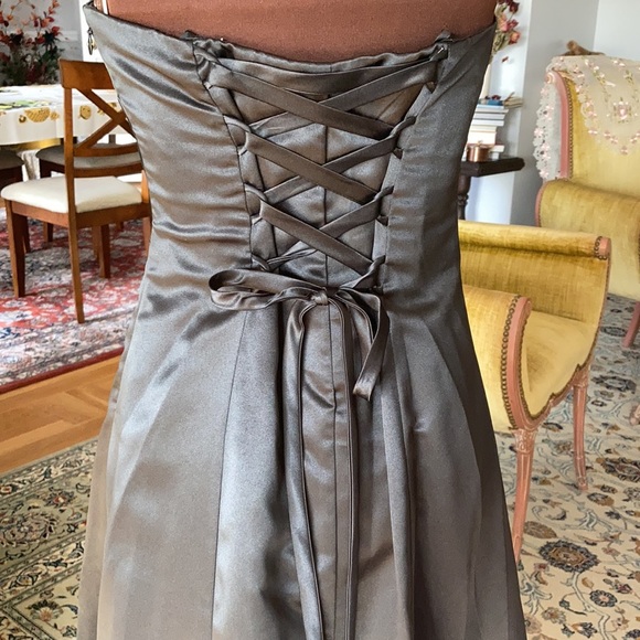 Blonde Nites long black satin strapless gown. - Picture 3 of 8